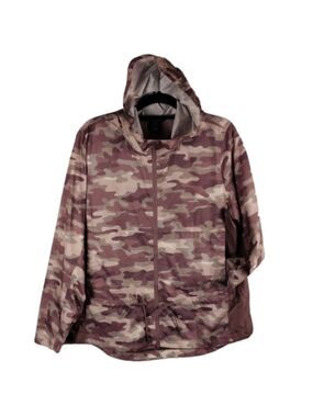 Eddie Bauer Rose Multicolored Camo Long Sleeve Hood Zip Up Light Rain Jacket